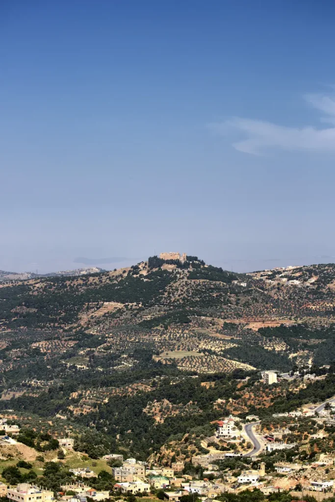Ajloun Castle above the wooded hills of Ajloun, Jordan