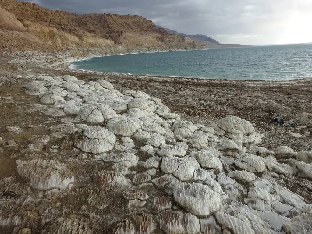 Salt formations on the Jordanian shore of the Dead Sea