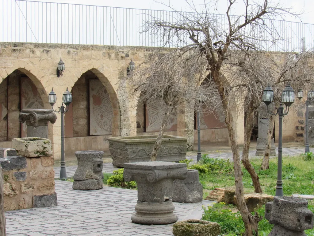 Courtyard of Umm Qais Antiquity Museum in Irbid Governorate, Jordan